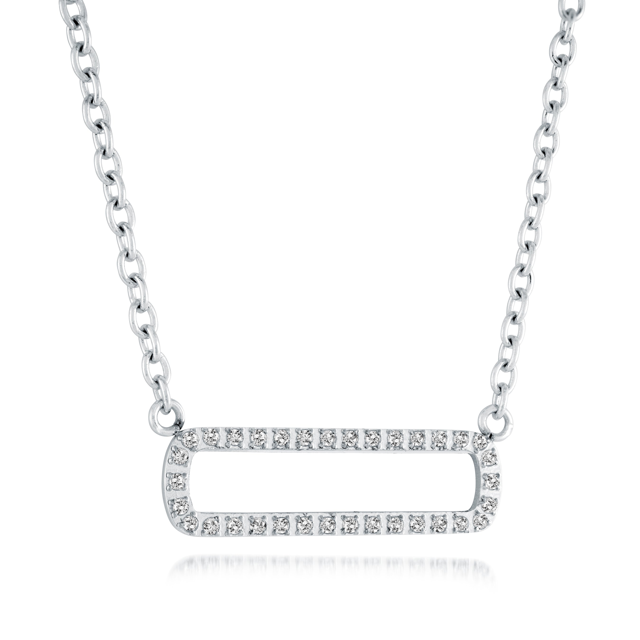 Cz Oval Bar Necklace