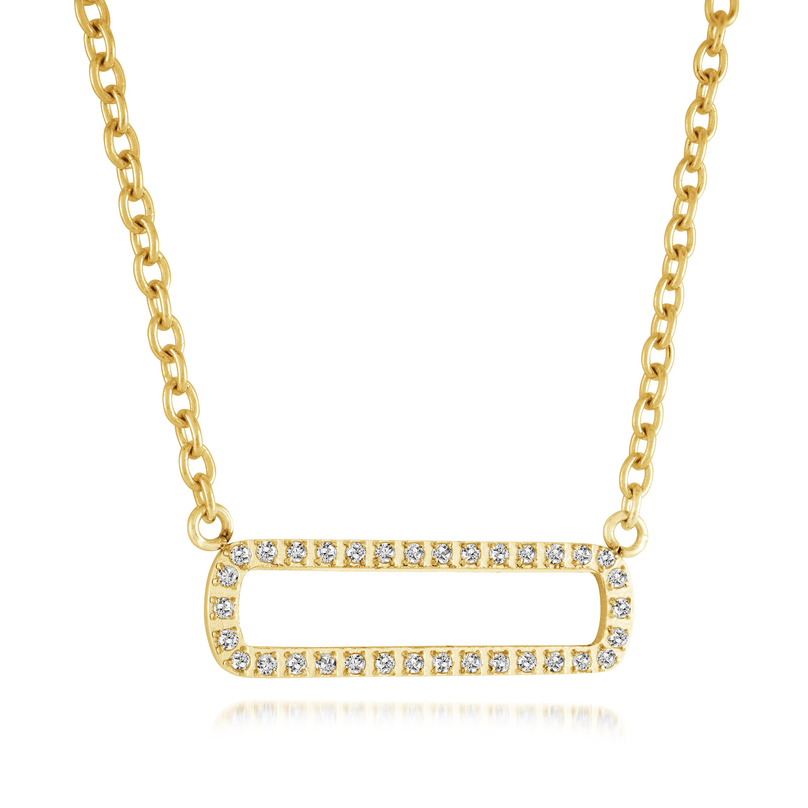 Cz Oval Bar Necklace