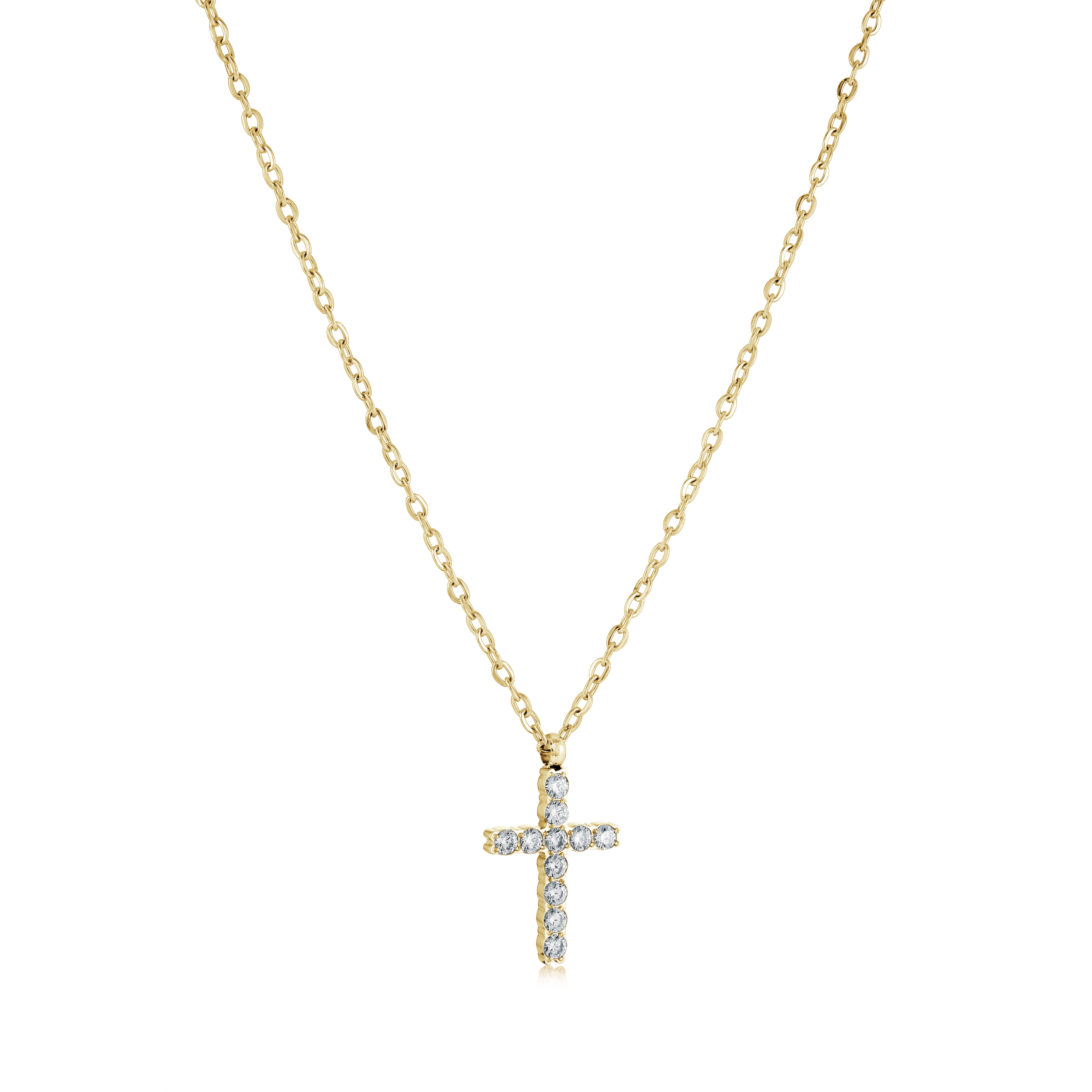 Classic Mini Cz Cross Necklace