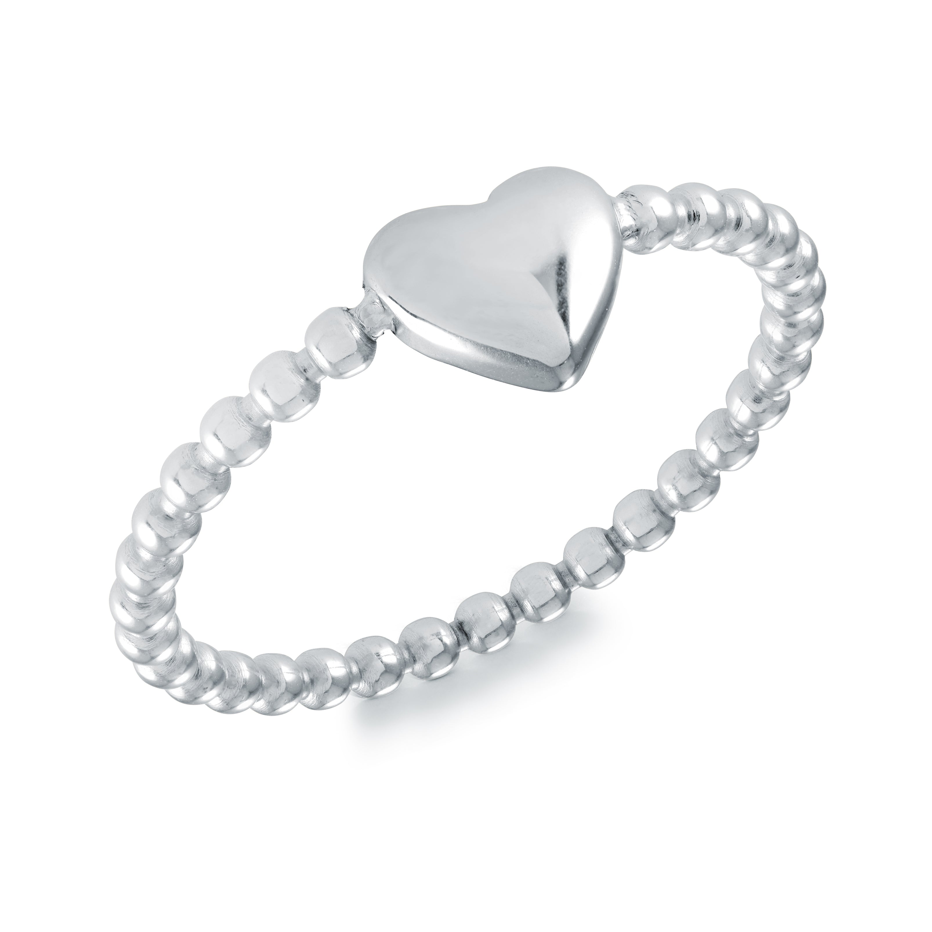 1.5mm Beaded Heart Ring