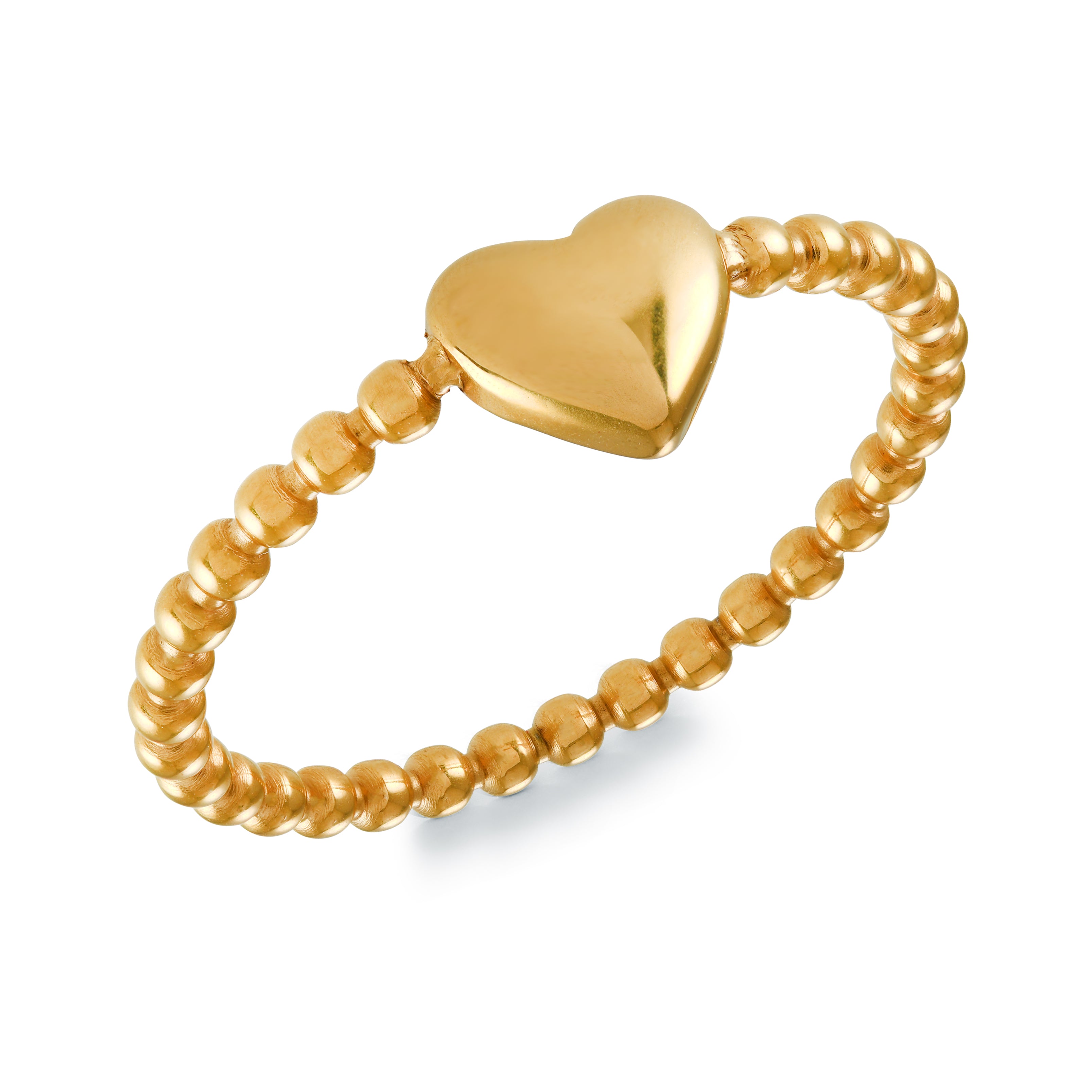 1.5mm Beaded Heart Ring