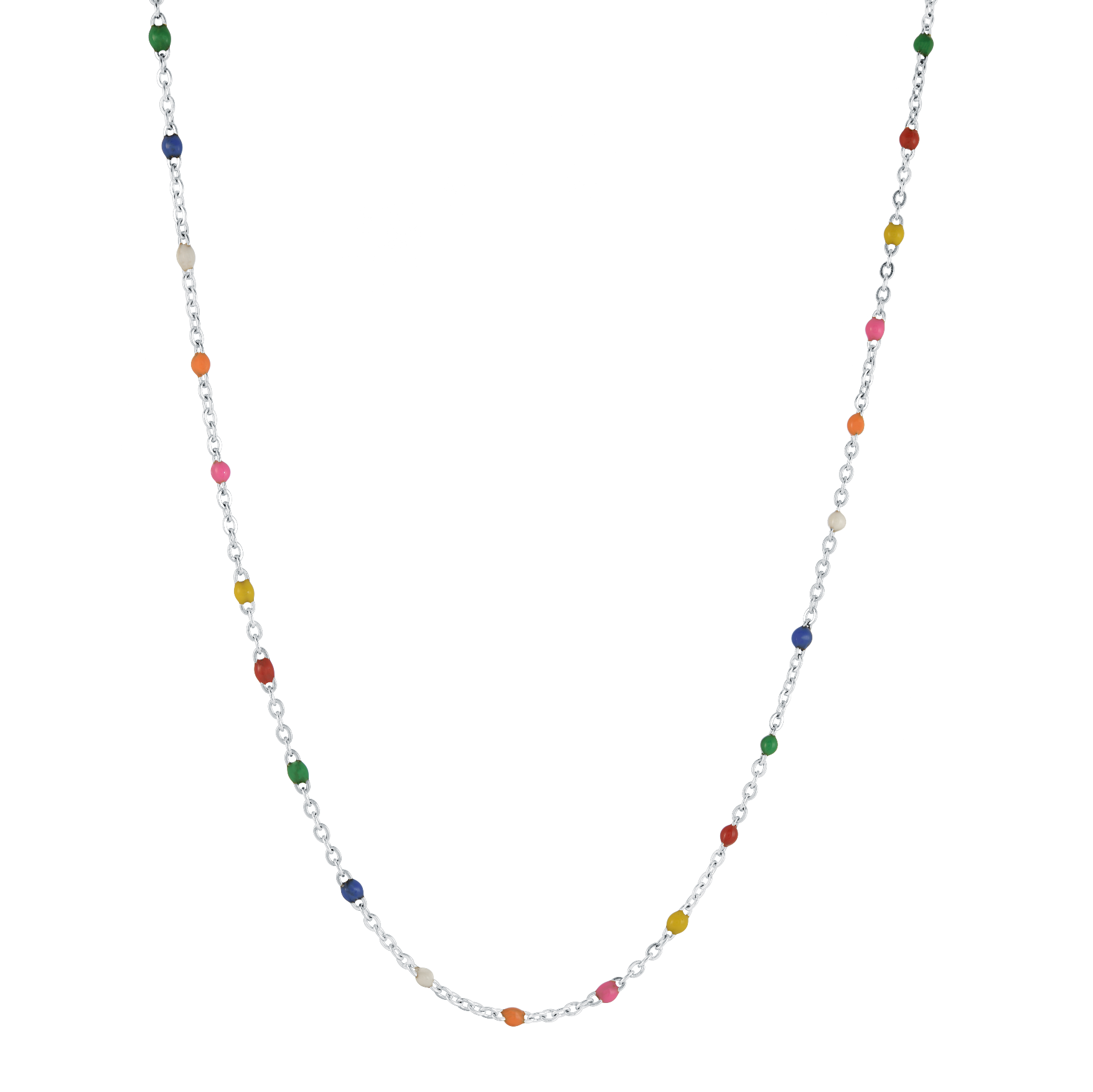 Multi Color Enamel Station Chain Necklace