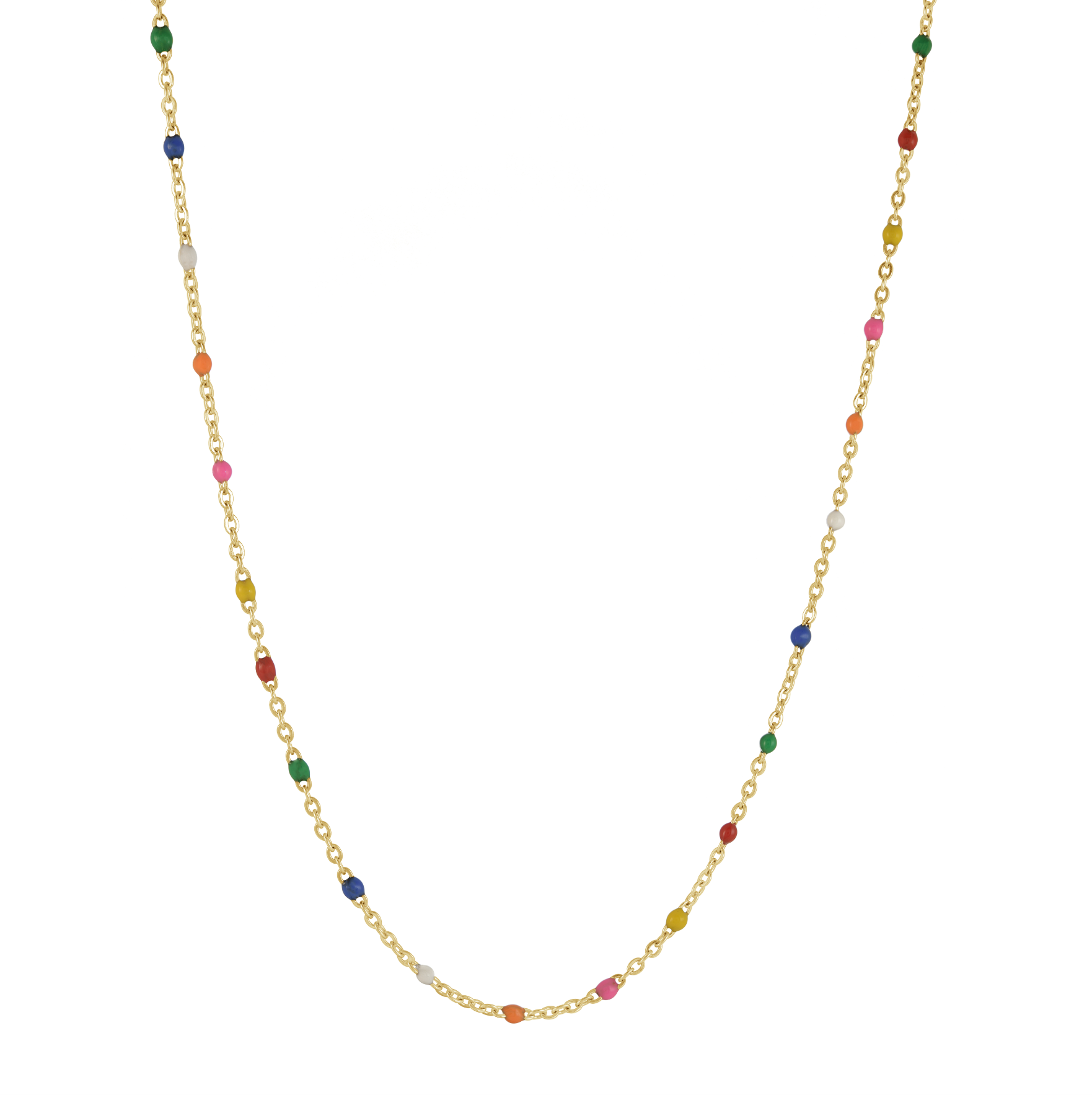 Multi Color Enamel Station Chain Necklace